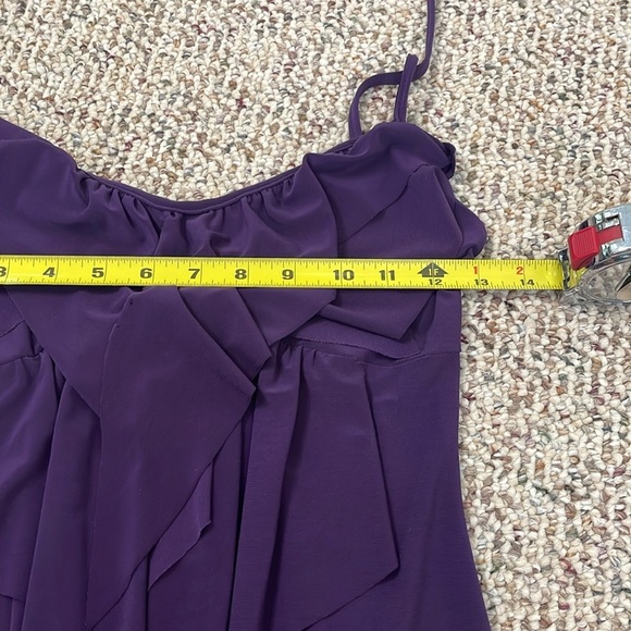 Demore Stylish Purple Plum Ruffle Halter Dress. Medium - Picture 7 of 10